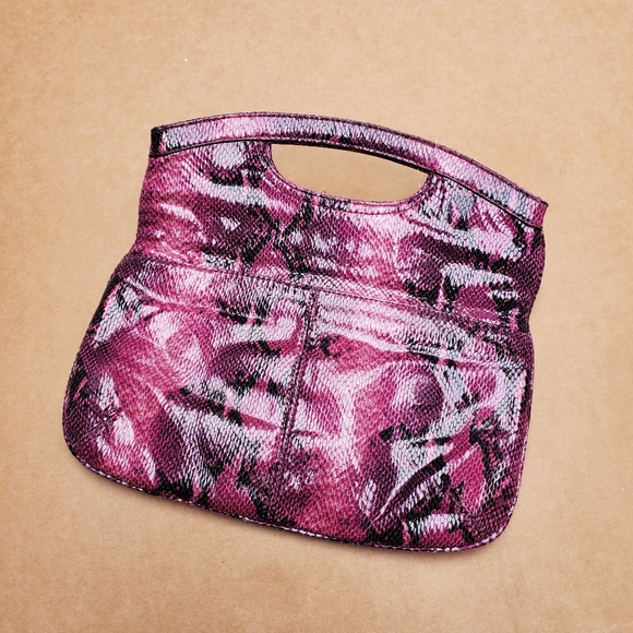 NWT NINE WEST python print foldover clutch - Picture 3 of 9